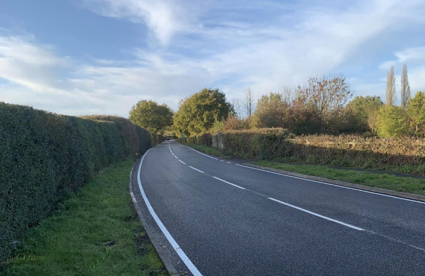 New road surface on Tandridge Lane. 